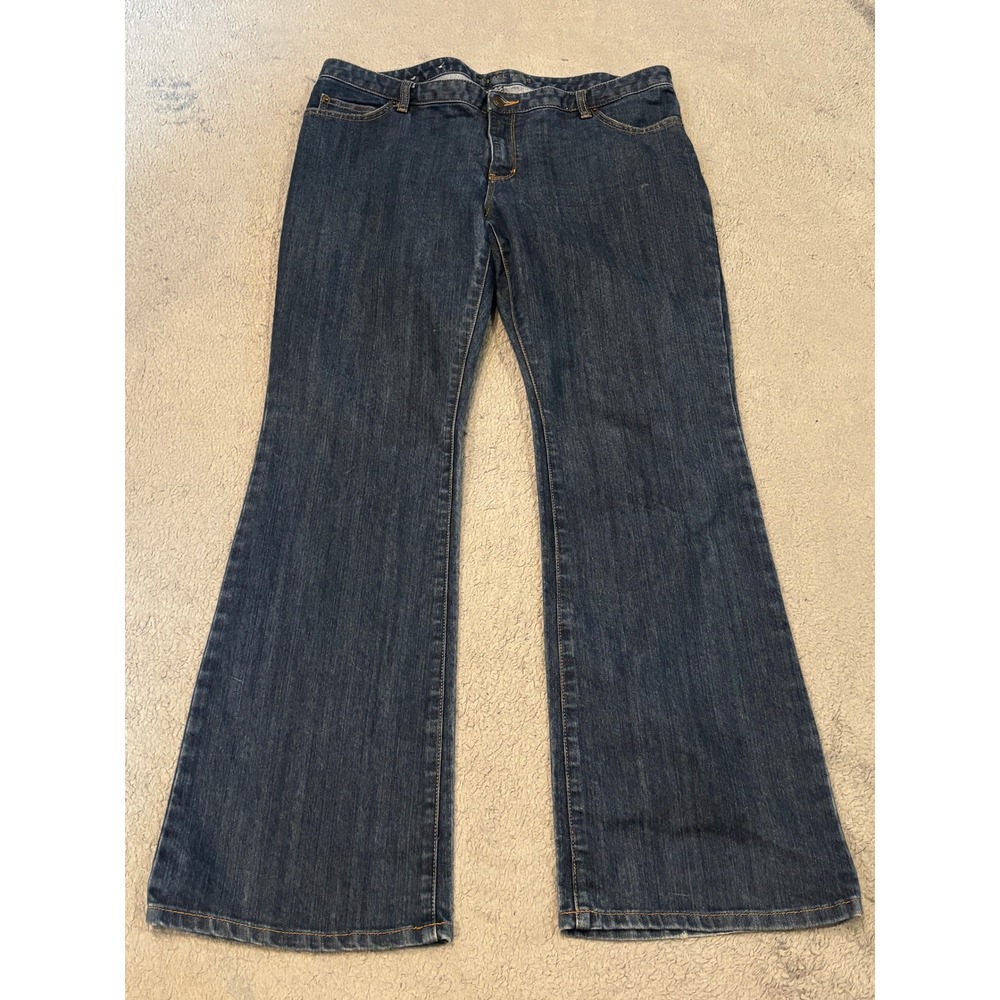 Michael Kors Womens Dark Wash Flare Leg Denim Jeans Size 14 Mid Rise Stretch